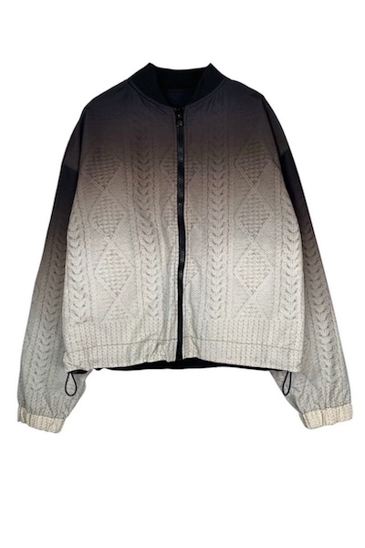CABLE PRINT ZIP UP REVERSIBLE JACKET [BLACK-MULTI]