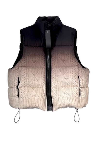 CABLE PRINT DOWN VEST [BLACK-MULTI]