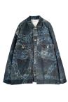 CHAIN PRINT CAPE SLEEVE DENIM JACKET [DARK INDIGO]