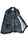CHAIN PRINT CAPE SLEEVE DENIM JACKET [DARK INDIGO]