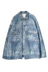 CHAIN PRINT CAPE SLEEVE DENIM JACKET[LIGHT INDIGO]