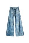 CHAIN PRINT BELTED DENIM BARREL JEANS[LIGHT INDIGO