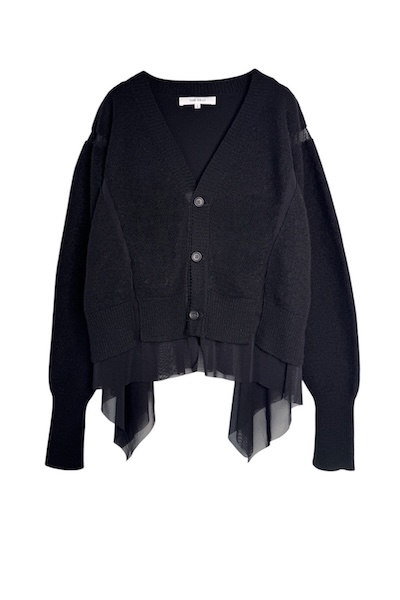 HYBRID TULLE KNIT CARDIGAN [BLACK]