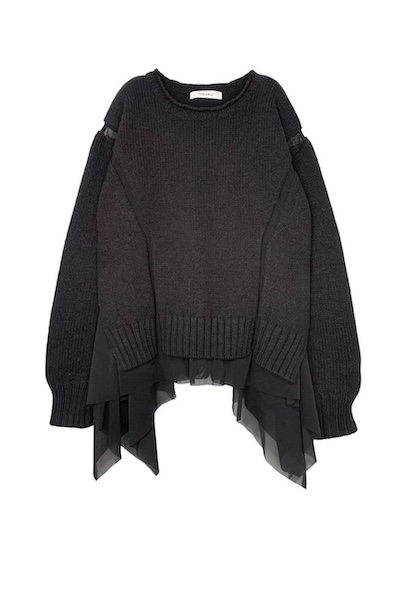 HYBRID TULLE KNIT SWEATER [BLACK]