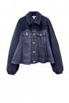 HYBRID DENIM FAUX SHEARLING JACKET [BLACK]