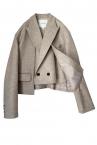  DOUBLE BREASTED CROPPED CAPE BLAZER[BEIGE]