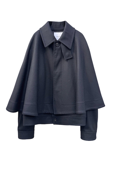 DOUBLE LAYER SHORT COAT [BLACK]
