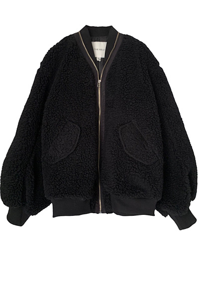 FAUX SHEARLING ZIP-UP JACKET[BLACK]