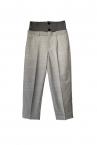 CONTRAST WAIST CROP SUITING PANTS [GREYGREY]