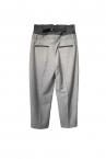 CONTRAST WAIST CROP SUITING PANTS [GREYGREY]
