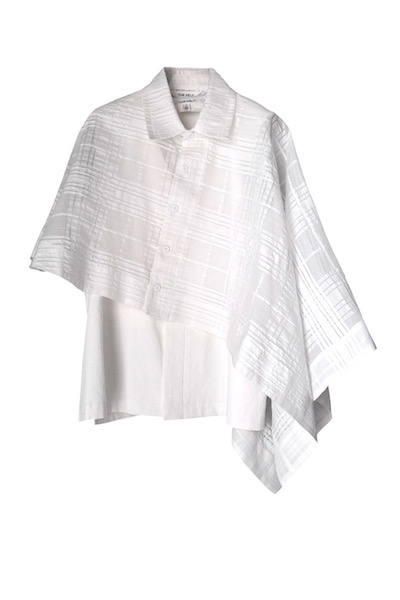 SHEER CHECK JACQUARD CAPE & VEST SET [WHITE]