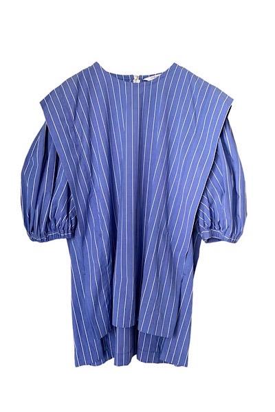 DOUBLE LAYER PUFF SLEEVE BLOUSE [BLUE]