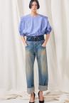 DOUBLE LAYER PUFF SLEEVE BLOUSE [BLUE]