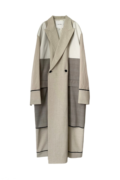 CHECK PLAID INSERT CONTRAST COAT [BEIGEMULTI]