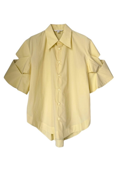 SHORT LATTICE SLEEVE SHIRT [YELLOW]