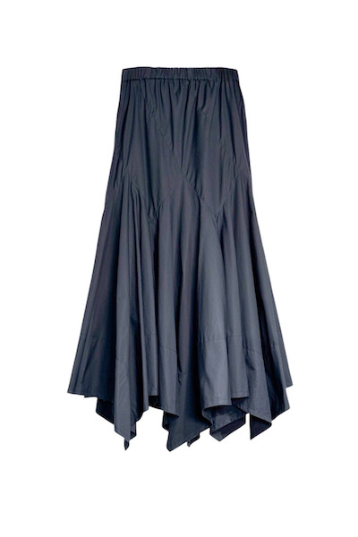 SCARF HEM MAXI SKIRT [BLACK]