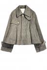 SUMMER TWEED A-LINE TRENCH JACKET [BLACK]