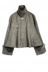 SUMMER TWEED A-LINE TRENCH JACKET [BLACK]