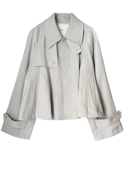 SUMMER TWEED A-LINE TRENCH JACKET [BLUE‐MULTI]