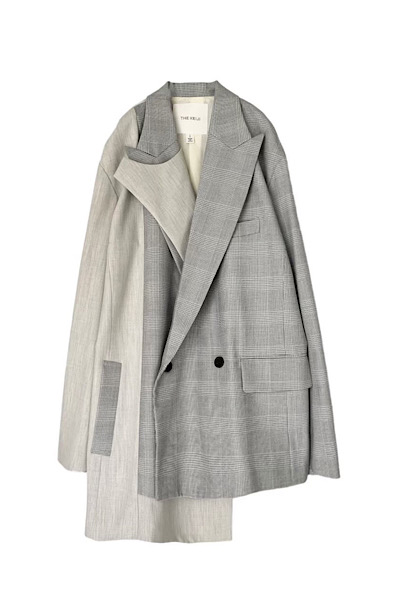 GLEN CHECK DOUBLE BREASTED BLAZER [GREY]