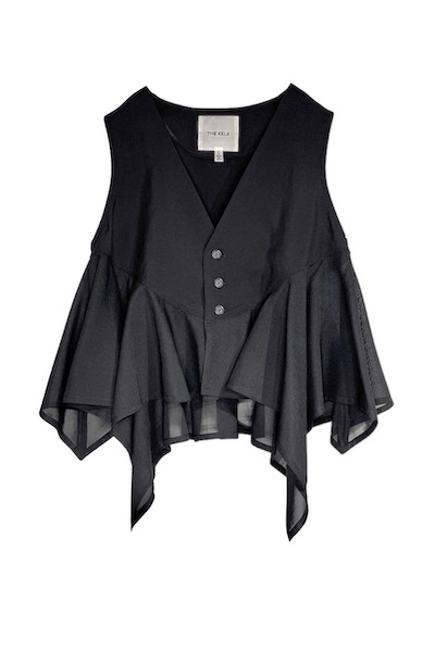 FLARED PEPLUM VEST [BLACK��BLACK]