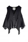 FLARED PEPLUM VEST [BLACK��BLACK]