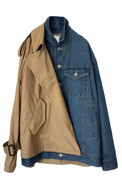 TRENCH PANEL DENIM JACKET [INDIGOBEIGE]