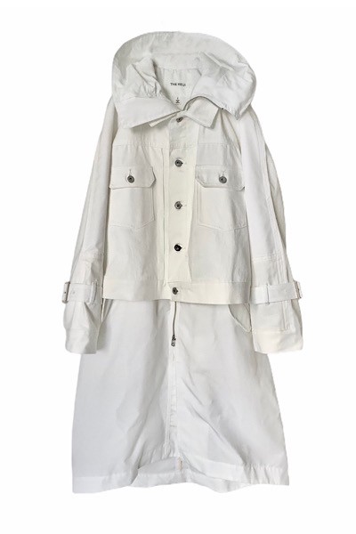 DENIM JACKET PANEL WINDBREAKER COAT [WHITEWHITE]