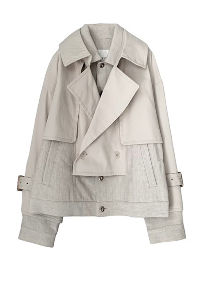 LAYERED TRUCKER JACKET TRENCH [IVORY]