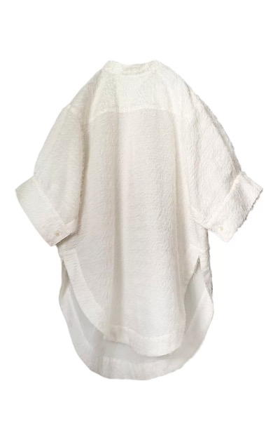 FRINGE JACQUARD MOCK NECK SHIR[WHITE]