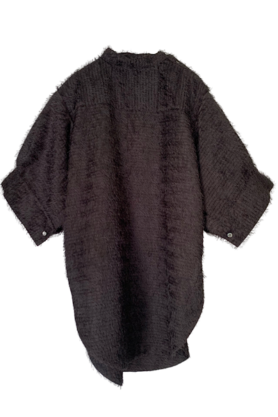 FRINGE JACQUARD MOCK NECK SHIR[BLACK]