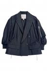 MA-1 ORGANZA SLEEVE BLAZER [BLACK��BLACK]
