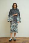 GRADIENT FLORALPRINT DENIM COAT DRESS INDIGO-MULTI