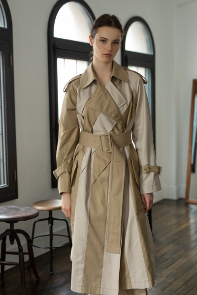 CONTRAST PATCHWORK TRENCH COAT