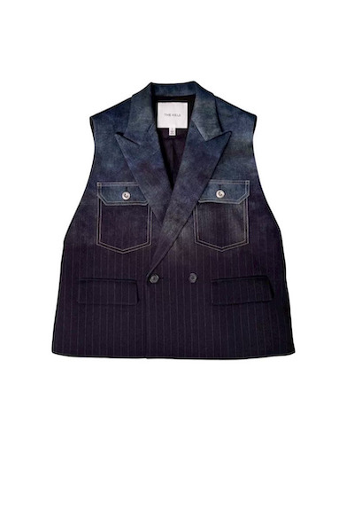 GRADIENT PINSTRIPE �� DENIM VEST [INDIGO-MULTI]