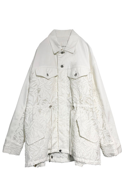 LACE PANELLED DENIM JACKET [WHITEWHITE DENIM]