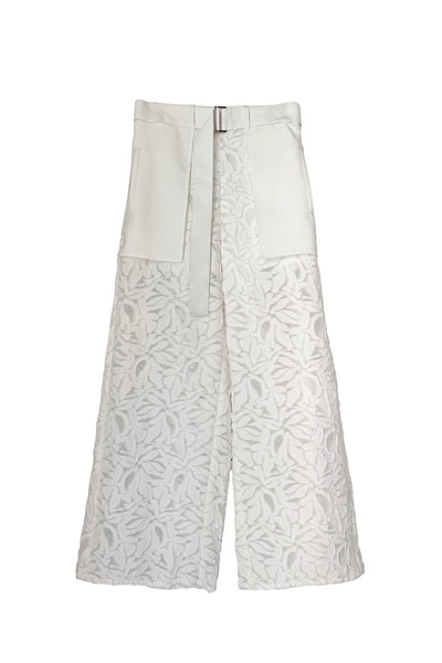 PATCH POCKET WIDE LEG LACE PANTS [WHITE]