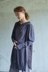 PLEAT BACK PANELLED LONG CARDIGAN-SKIRT [CHARCOAL]