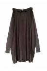 PLEAT BACK PANELLED LONG CARDIGAN-SKIRT [CHARCOAL]