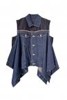 ORGANZA PANEL DENIM VEST [D.INDIGO��BLACK]