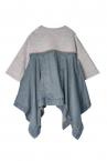 T-SHIRT PANEL FLARED DENIM TOP [L.INDIGO��L.GREY]