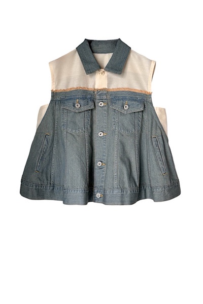 HYBRID DENIM TRUCKER VEST [LIGHT INDIGOIVORY]