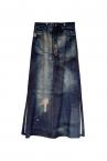 DENIM PRINT DRAWSTRING SKIRT[INDIGO]