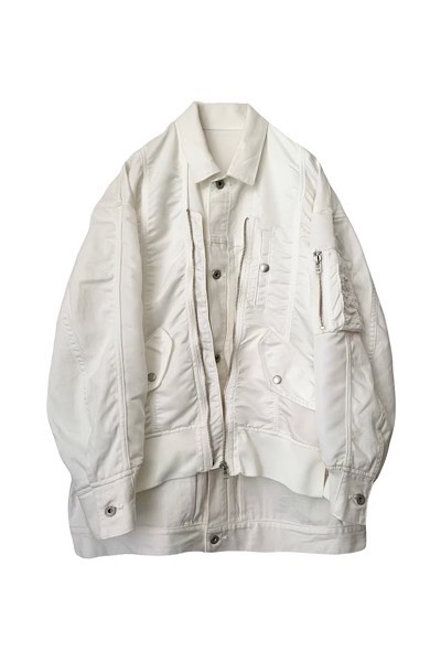 MA-1 HYBRID ORGANIC COTTON DENIM JACKET [WHITE]