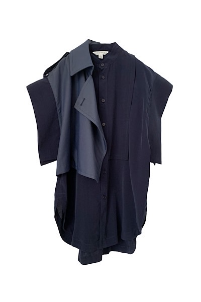 TRENCH PANEL DOUBLE LAYER SHIRT [NAVY]