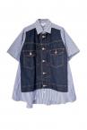 HYBRID DENIM STRIPE SHIRT [BLUE��D.INDIGO]