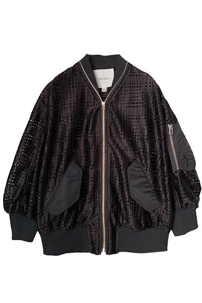 CHECK MESH ZIP-UP JACKET [BLACK]