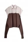 TIED KNIT PANEL SHIRT [IVORY��KHAKI GREEN]