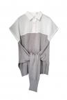 TIED KNIT PANEL SHIRT [WHITE��GREY]