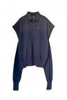 TIED KNIT PANEL SHIRT [NAVY��BLACK]